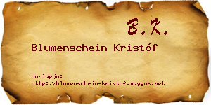 Blumenschein Kristóf névjegykártya